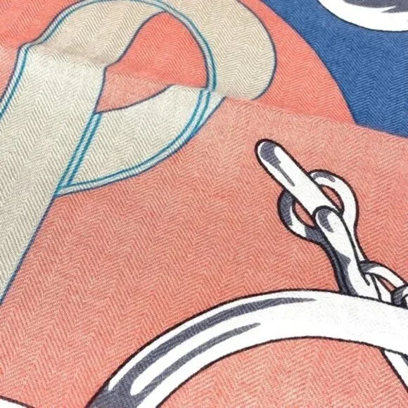 HERMES Pellier Calle Jean 140 Large Shawl Stole Scarf Cashmere / silk - Picture 13 of 14